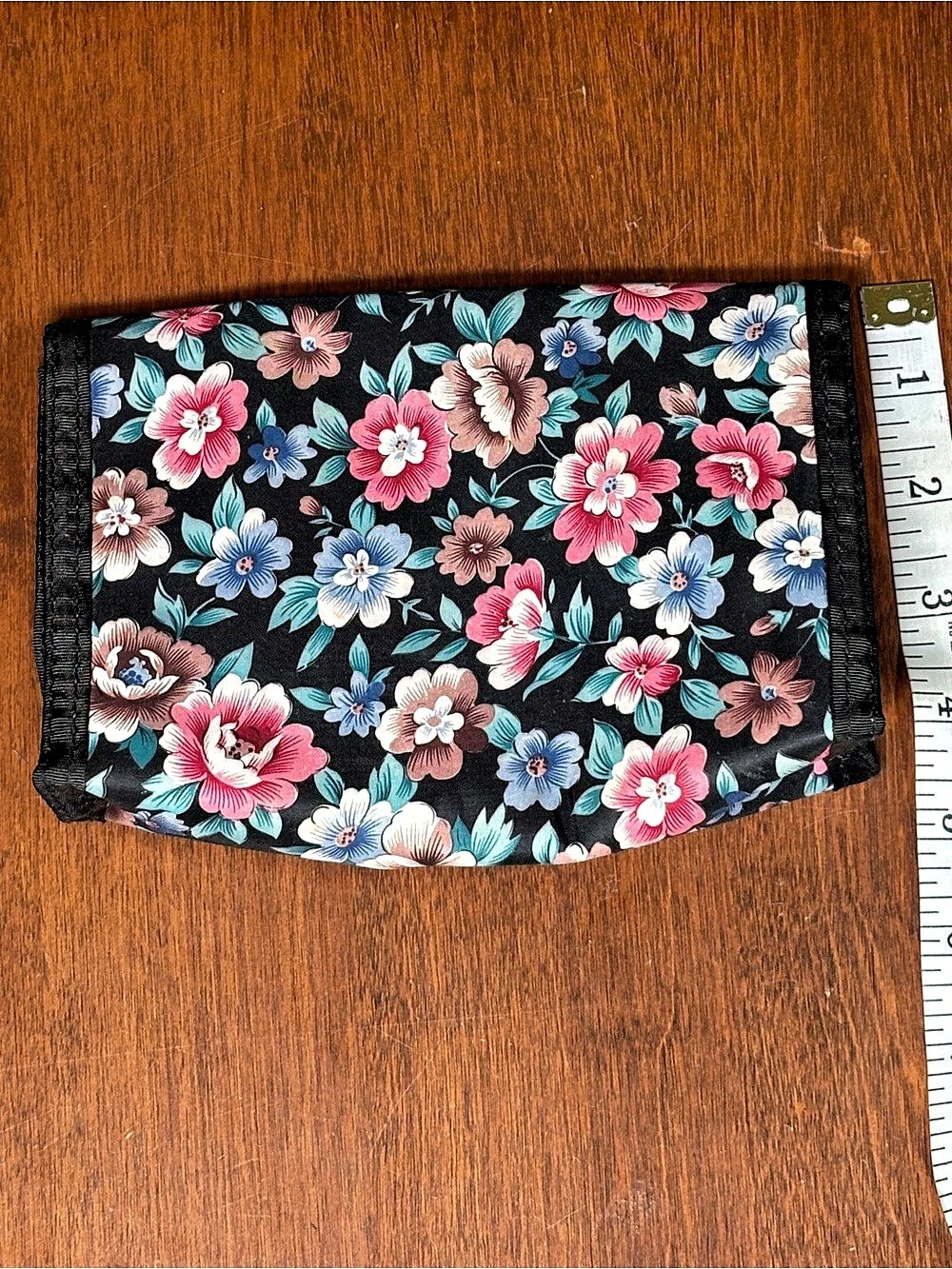 Vintage 90s Floral Makeup Pouch Travel Cosmetics Bag